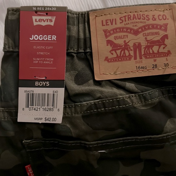 Levi's Boys Pull On Elastic Waistband Twill Jogger Drawstring - Camo - Picture 5 of 5